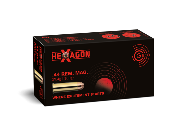 Патрони за късо нарезно оръжие Geco Hexagon - кал. .44 Rem. Mag., 19.4g/300gr