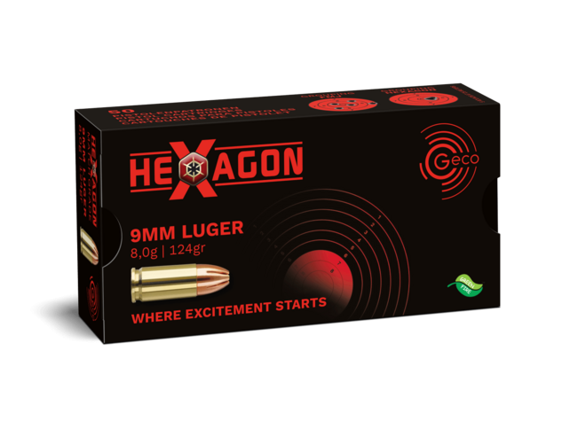 Патрони за късо нарезно оръжие Geco VM HEXAGON - кал. 9x19 Luger, 8g/124gr